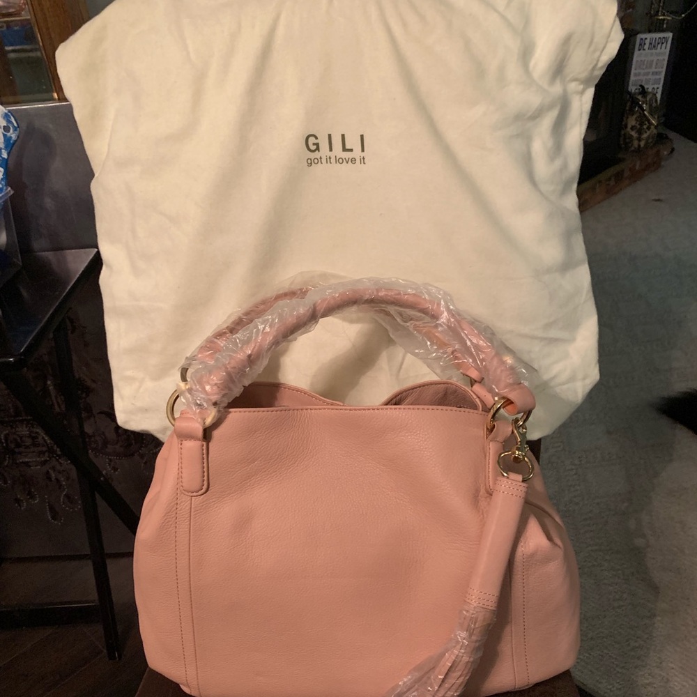 GILI brand new leather handbag...soft pink!